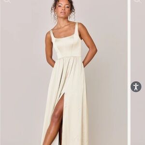 NWT Revelry Whitney Satin Dress - Pale Yellow 749